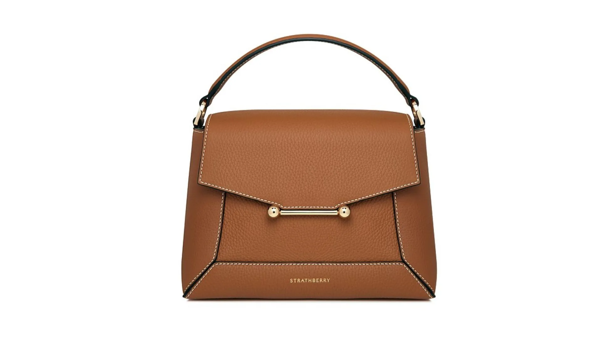 Strathberry MOSAIC TOP HANDLE GRAIN BAG - tan/vanilla stitch