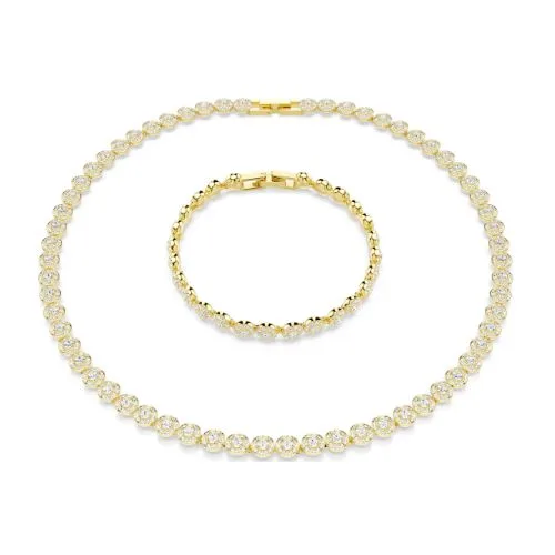 Swarovski Una Angelic Set - Round cut, White, 18K gold finish