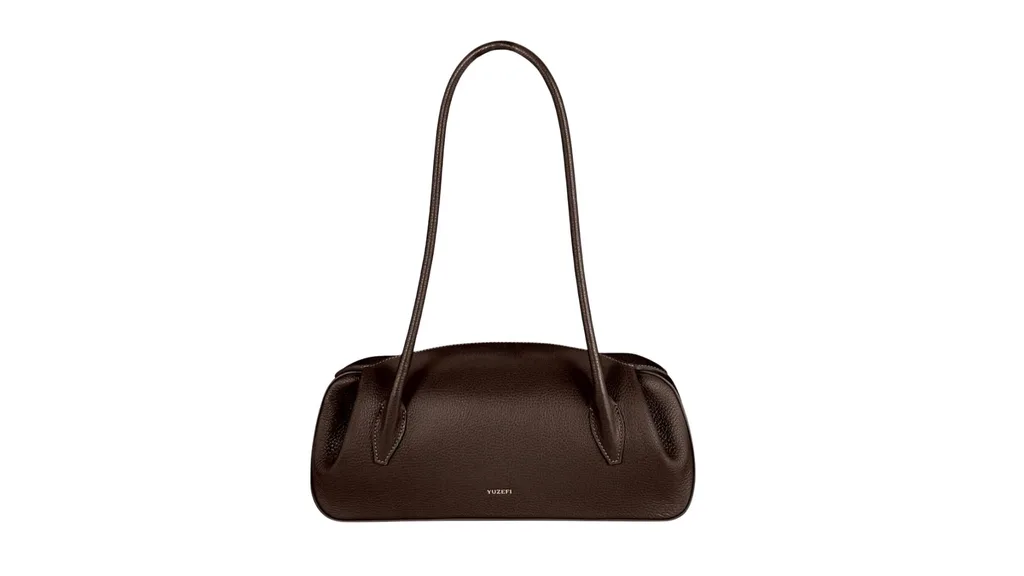 Yuzefi OYSTER PEBBLE GRAIN LEATHER SHOULDER BAG - espresso - pebbled leather bag