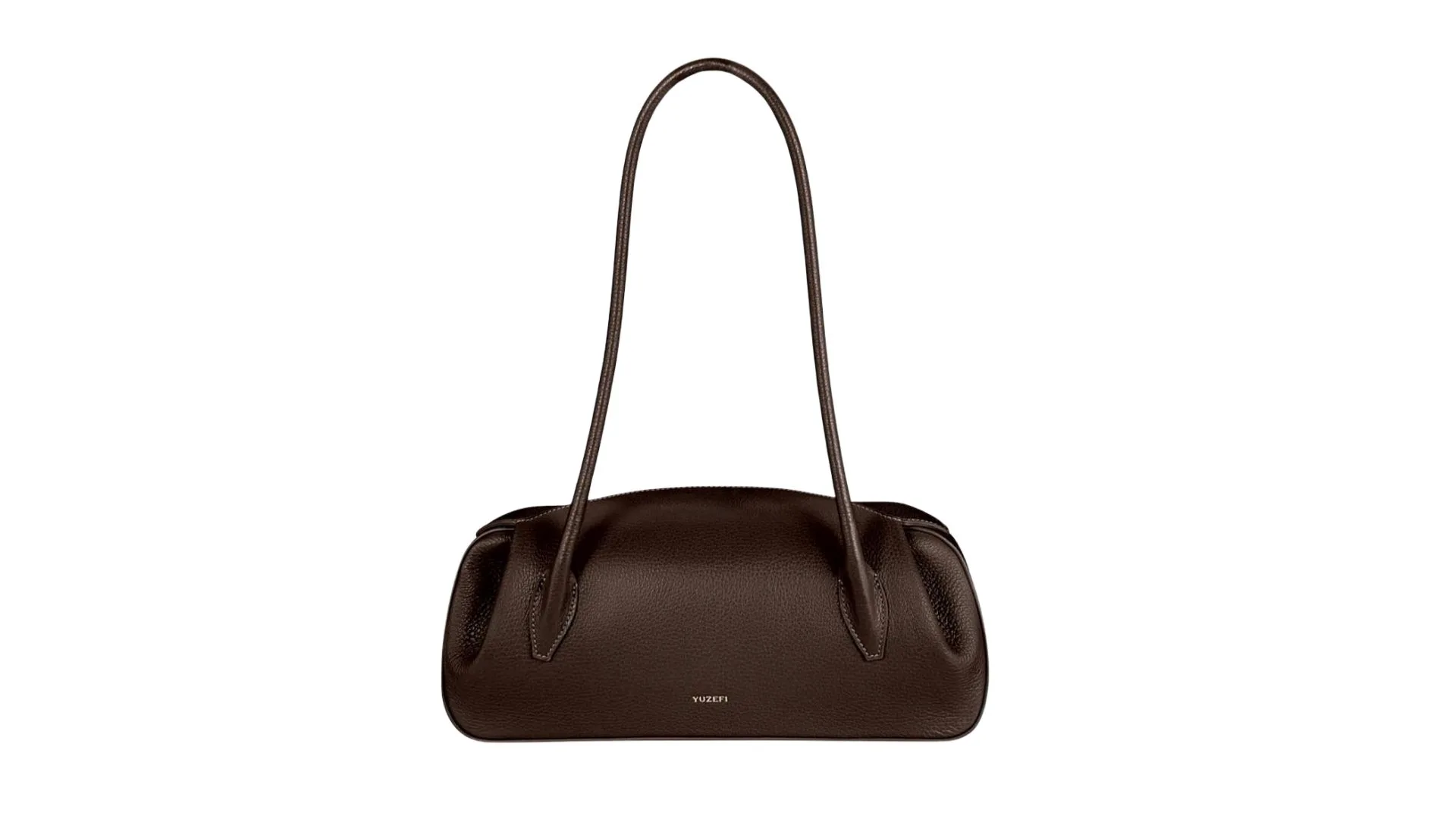 Yuzefi OYSTER PEBBLE GRAIN LEATHER SHOULDER BAG - espresso - pebbled leather bag