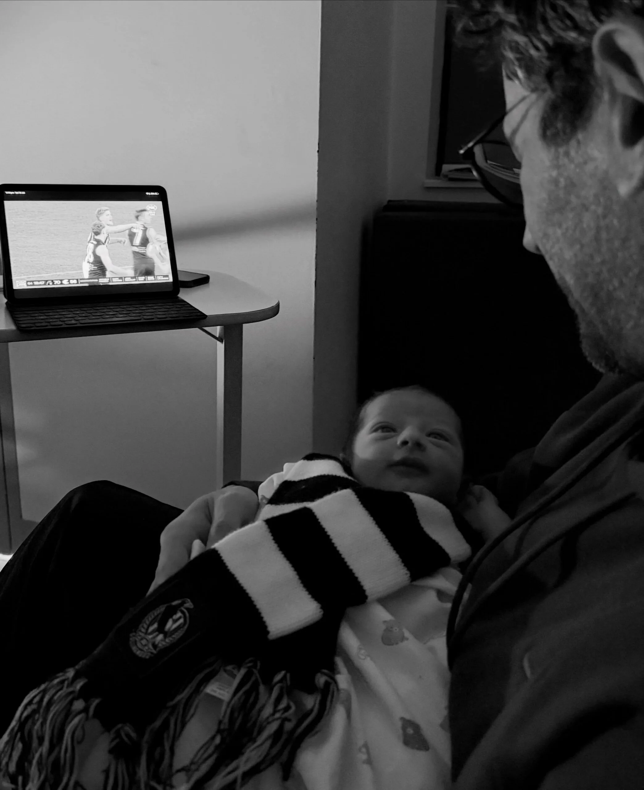 Sarah Abo's husband Cyrus with their baby boy Sonny. Source Instagram