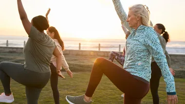 women stretching together
