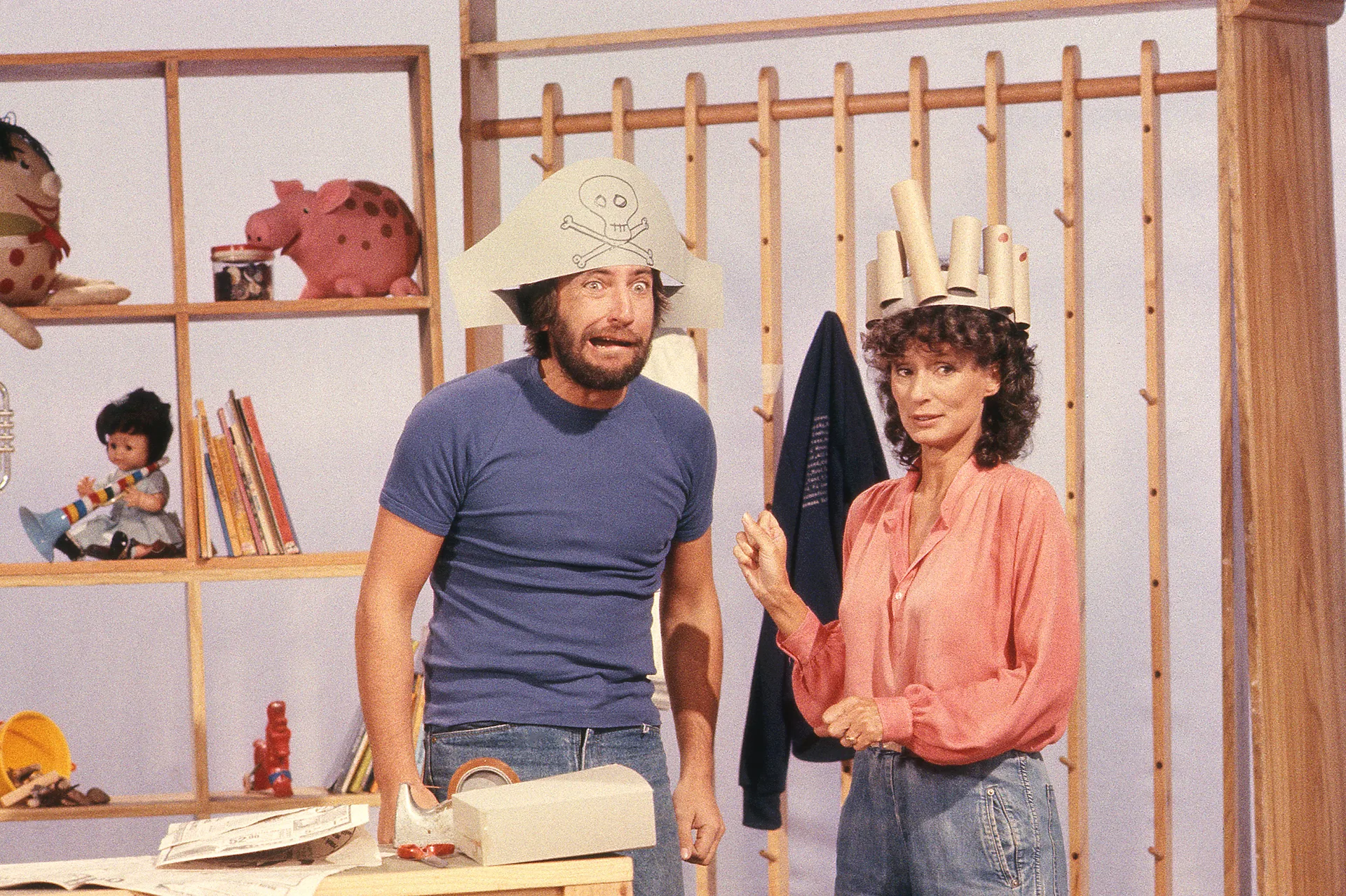 John Waters and Benita Collings on the set of Play School. Image supplied and used with permission by ABC.