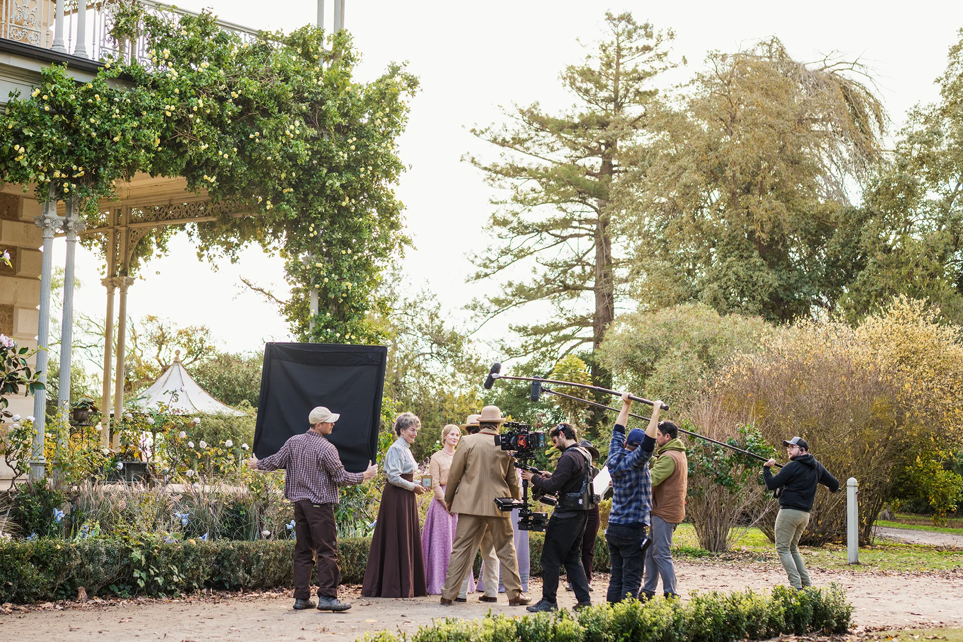 My Brilliant Career. Behind the scenes during production of My Brilliant Career. Cr. Ian Routledge/Netflix © 2026.