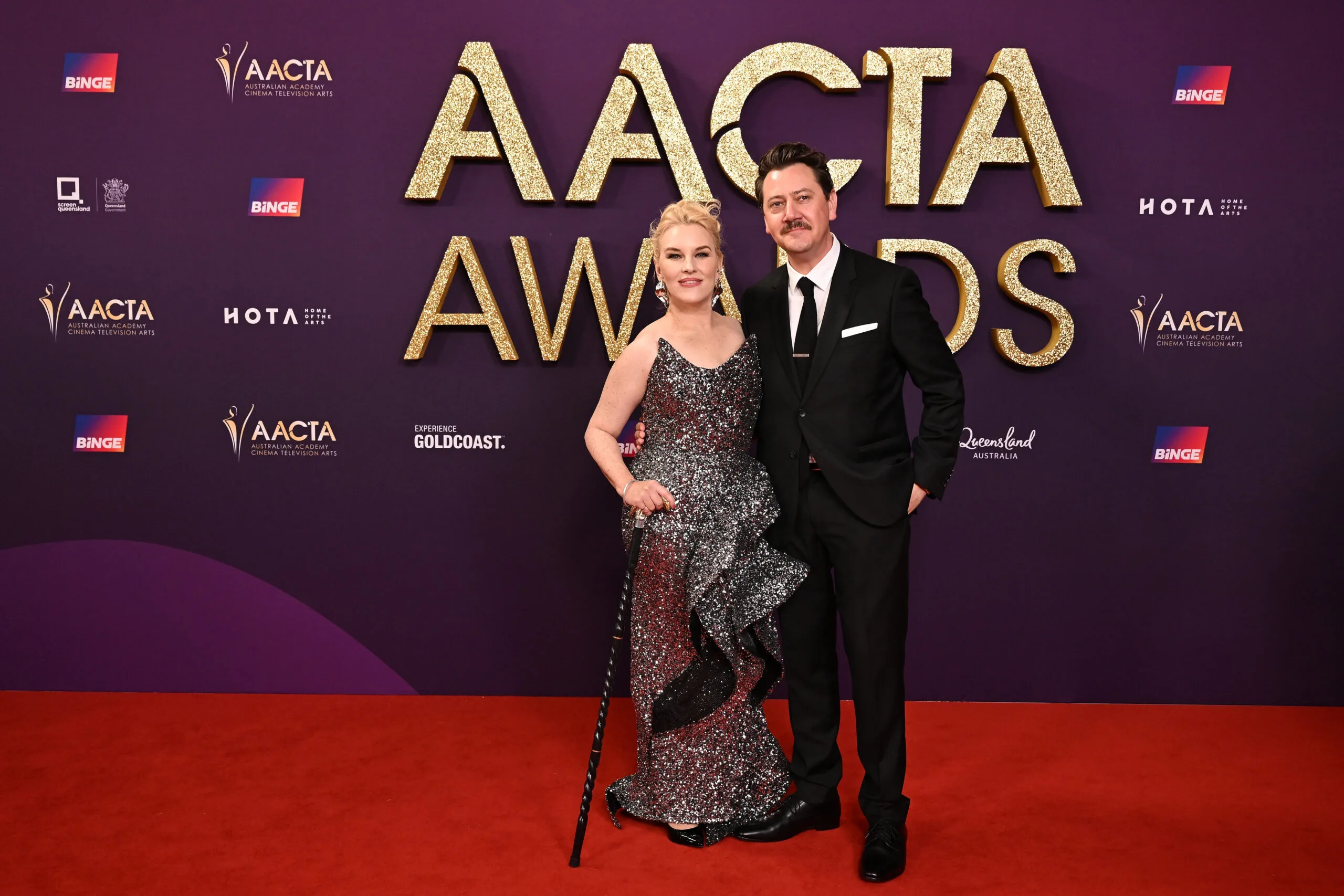 GOLD COAST, AUSTRALIA - FEBRUARY 07: Kate Mulvany and Hamish Michael attend the 2025 AACTA Awards Presented By Foxtel Group at HOTA (Home of the Arts) on February 07, 2025 in Gold Coast, Australia. (Photo by Dan Peled/Getty Images for AFI)