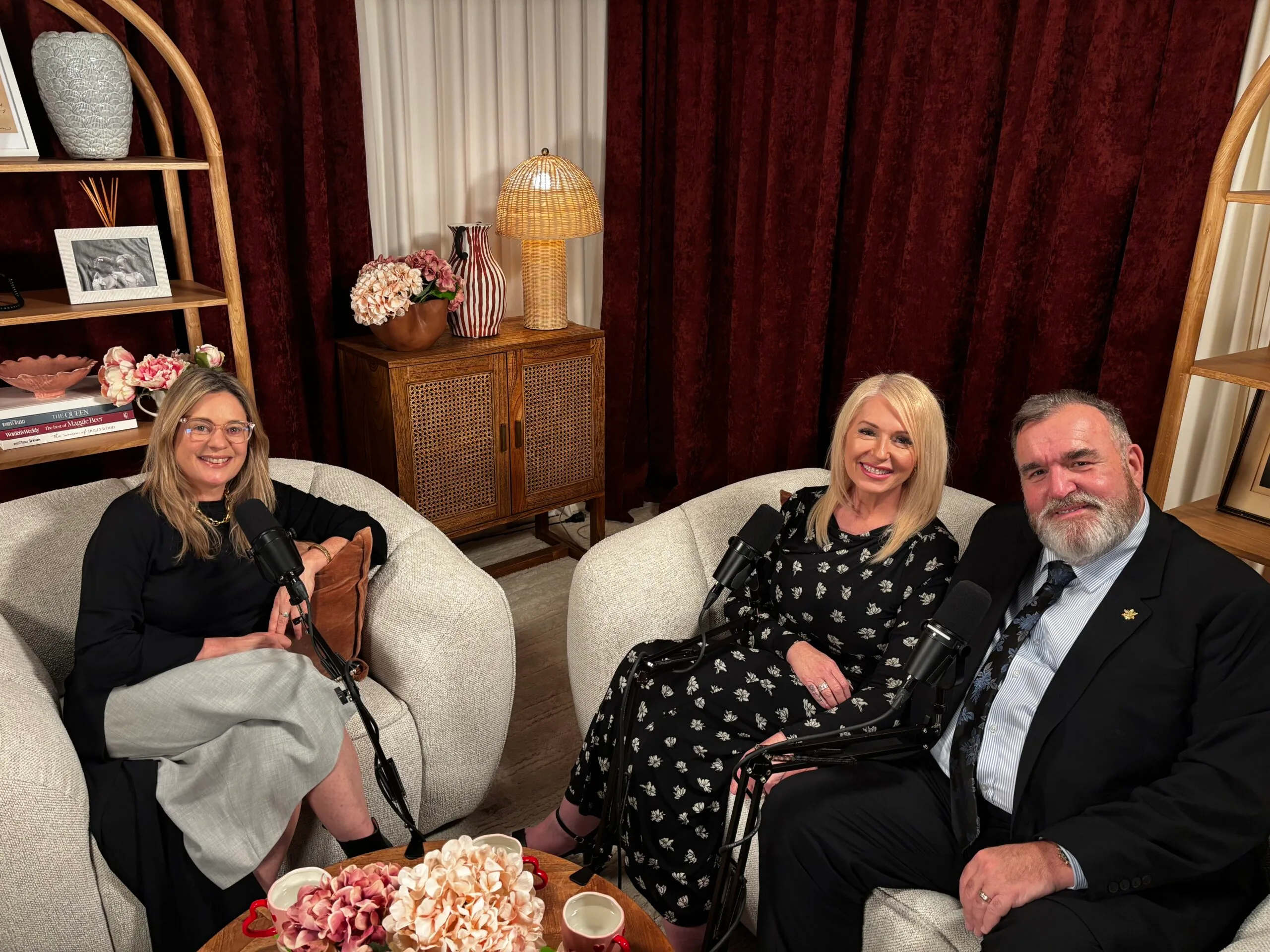 Love Stories host Tiffany Dunk with Wounded Heroes AUstralia's Kim and Martin Shaw.