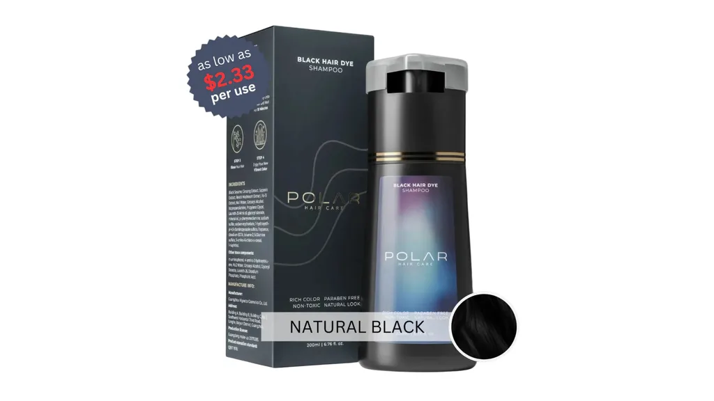 Polar Haircare Instant Dye Shampoo - natural black colour - professional hair care at home