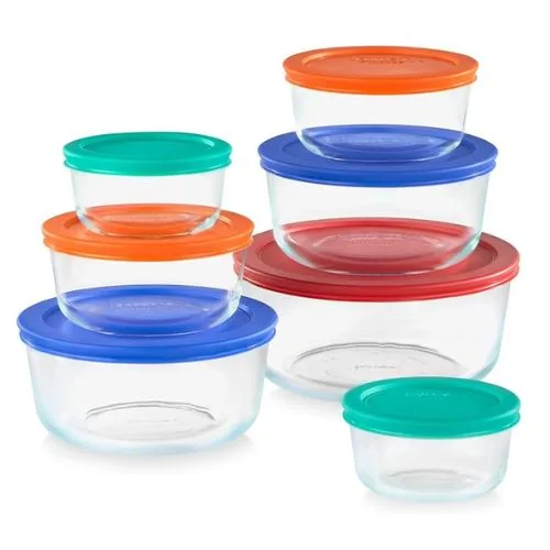 Pyrex Simply Store Round Glass Food Containers 14 Piece Set