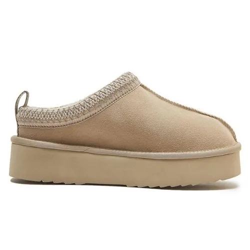 Yellow Earth Women's Cooper Platform Sole Ugg Slippers Mustard Seed. Featured in best slippers article for AWW.