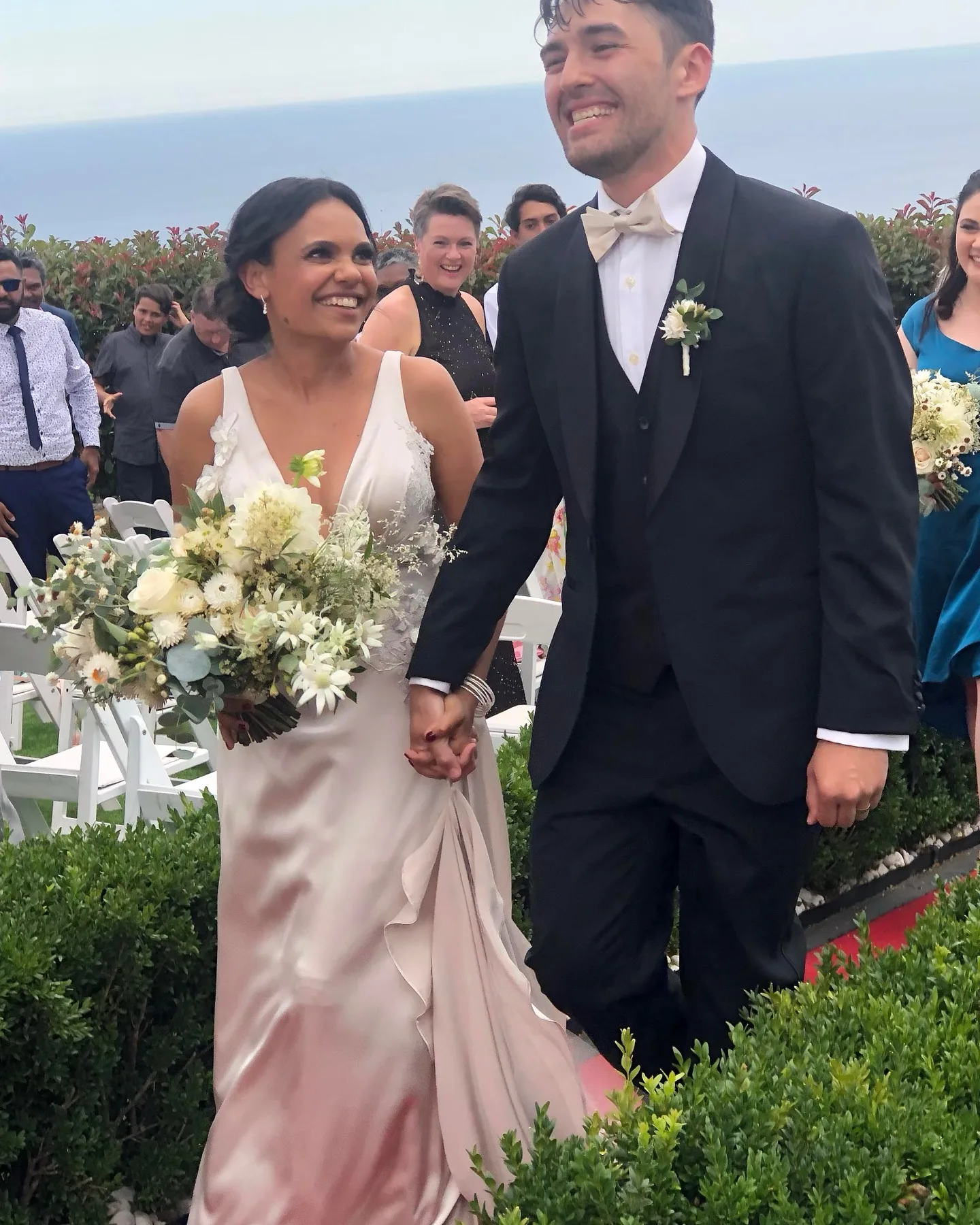 Miranda Tapsell and James Colley on their wedding day. Credit Instagram/@misstap