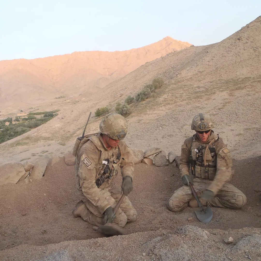 Curtis McGrath digging for IEDs during his tour of Afghanistan. Source: Instagram @curtmcgrath