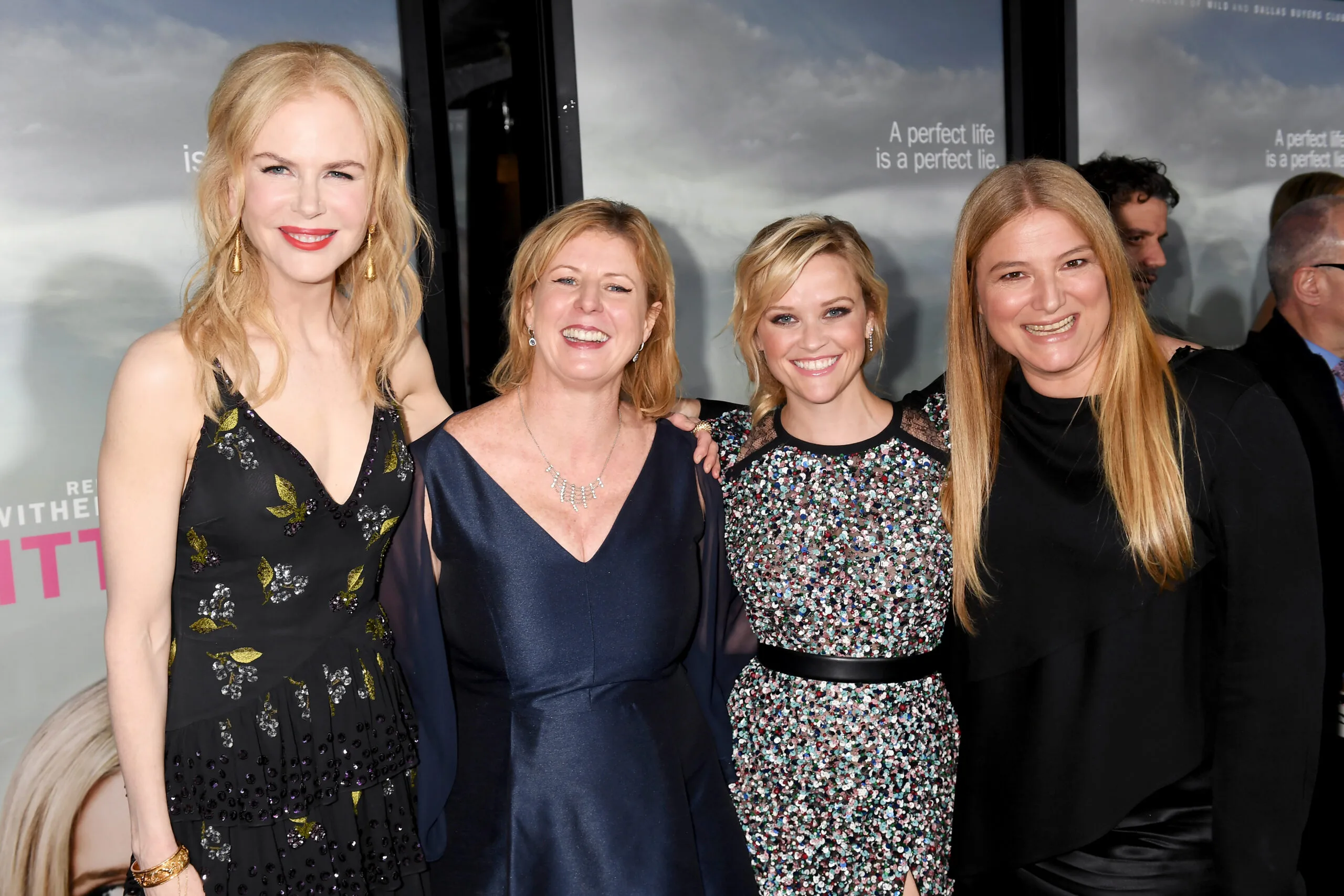 LOS ANGELES, CA - FEBRUARY 07: (L-R) Actor/producer Nicole Kidman, author Liane Moriarty, actor/producer Reese Witherspoon and producer Bruna Papandrea attend the after party of HBO's 'Big Little Lies' at the Hollywood Roosevelt Hotel on February 7, 2017 in Hollywood, California. (Photo by Jeff Kravitz/FilmMagic)