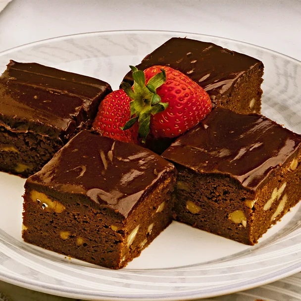 Chocolate brownies with sour cream frosting