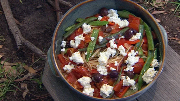 Tomato, pepper & green bean spaghetti