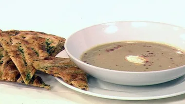 Moroccan split pea soup with herb flat bread