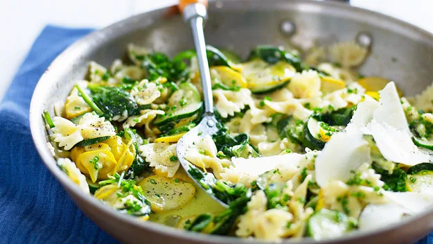 Pasta with zucchini and lemon garlic sauce