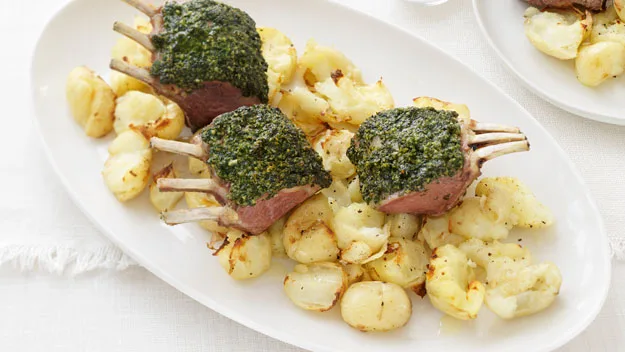 Herbed rack of lamb with potato smash