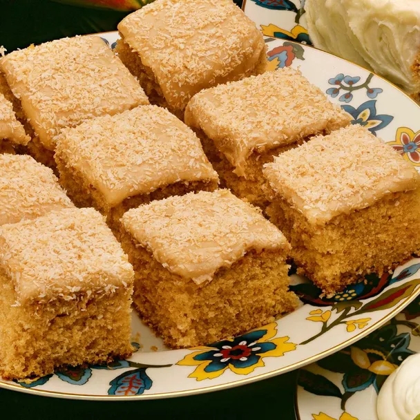 HONEY COCONUT CAKE WITH CARAMEL ICING