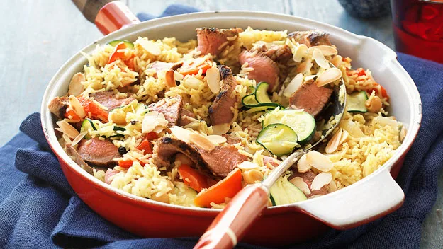 Lamb with chickpea and almond rice | Women's Weekly Food