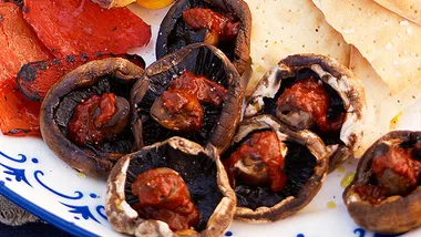 Barbecued mushrooms with harissa