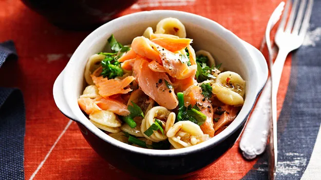 Orecchiette with smoked trout and broccolini