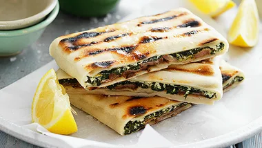 Lamb, cheese and spinach gozleme