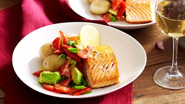Salmon with avocado salsa