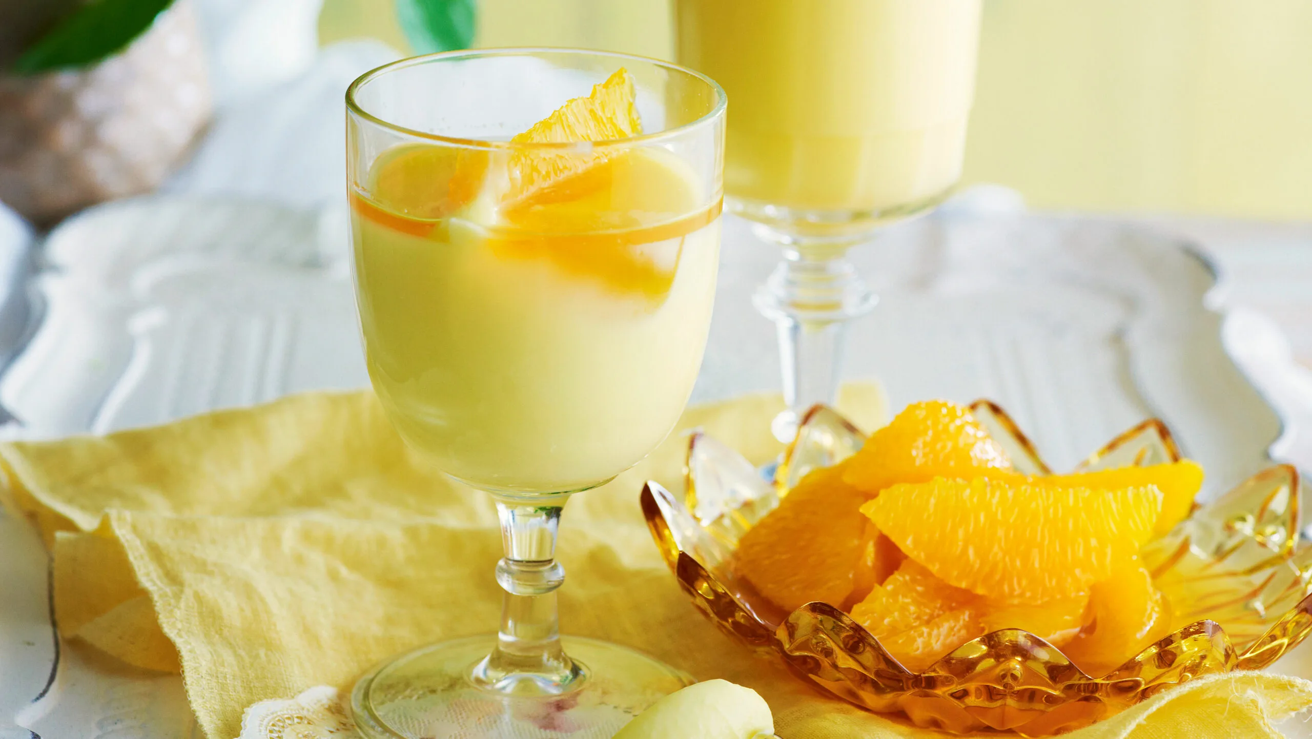 Lemon Posset With Brandied Oranges