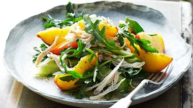 Chicken and peppered peach salad