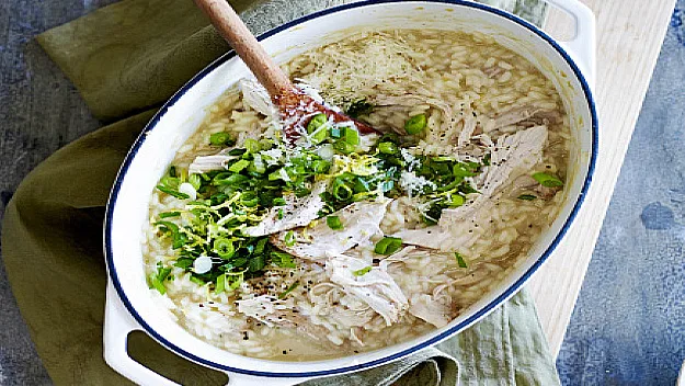 Chicken risotto with lemon and shallots