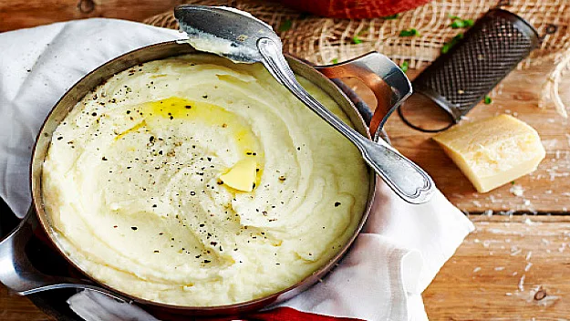 Parmesan mash with beef stew