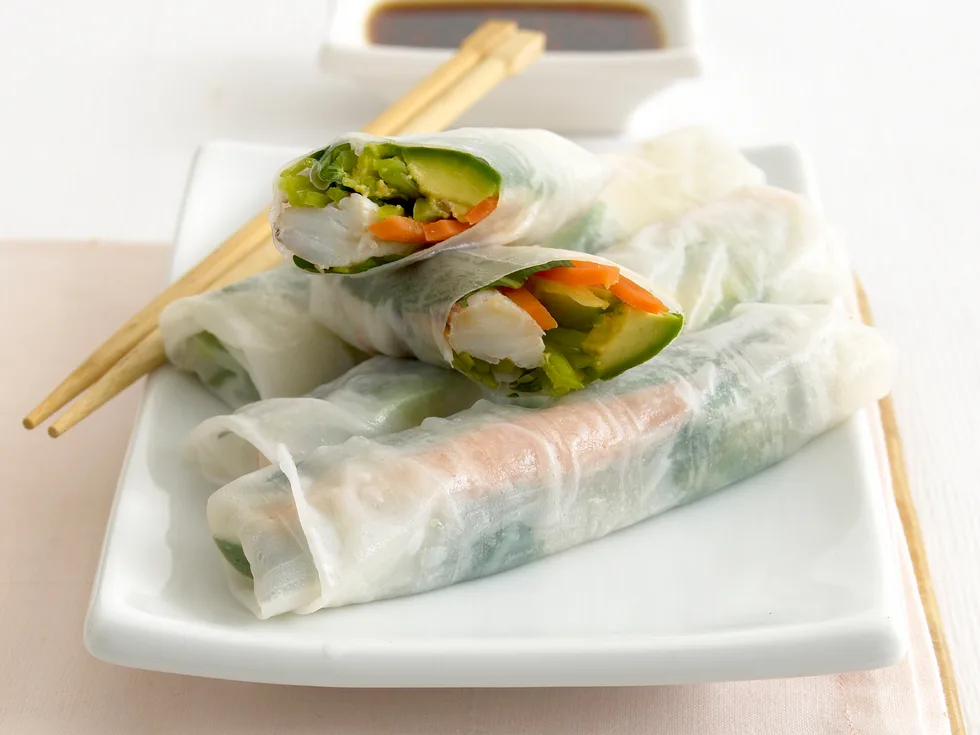 avocado and crab rice-paper rolls