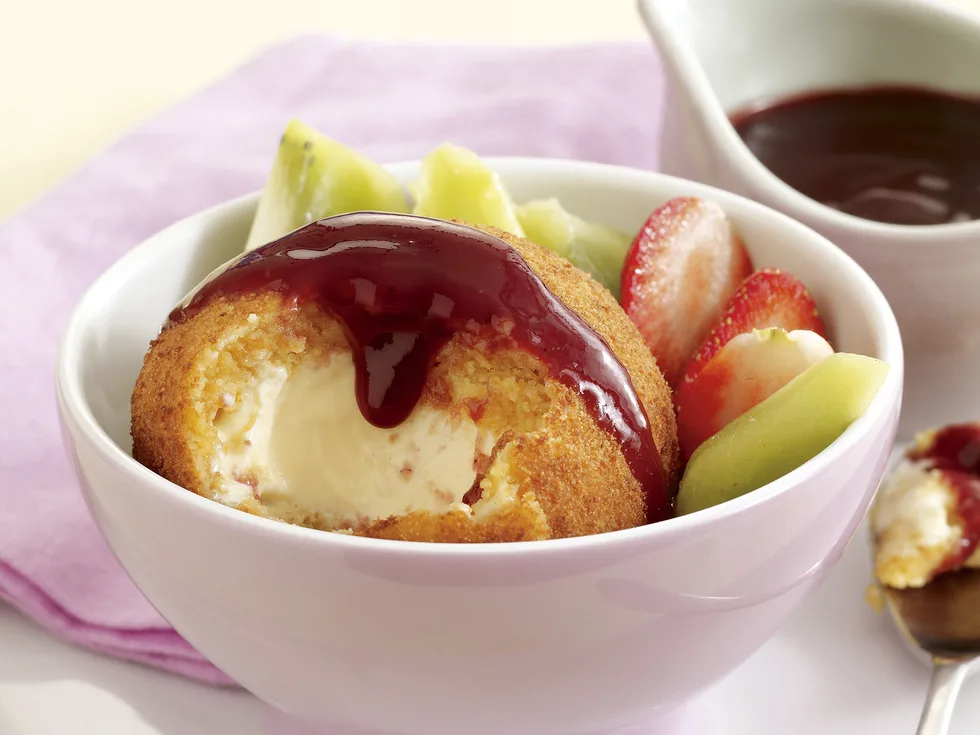 Deep-fried ice cream balls