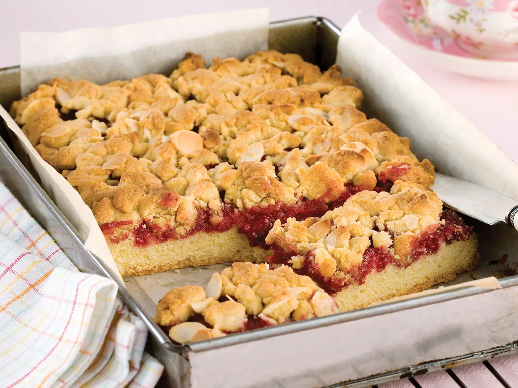 Raspberry and Almond Streusel Slice