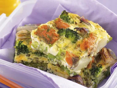 Salmon and vegetable slice