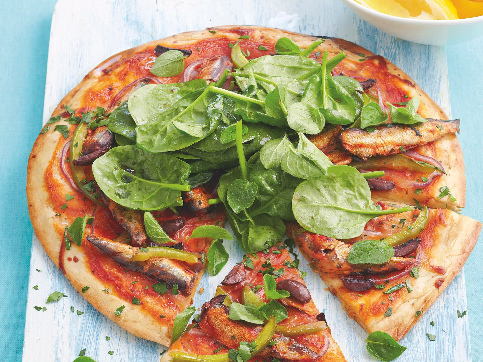 Mediterranean sardine pizza