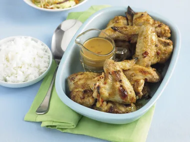 Satay Chicken Wings with Asian Slaw