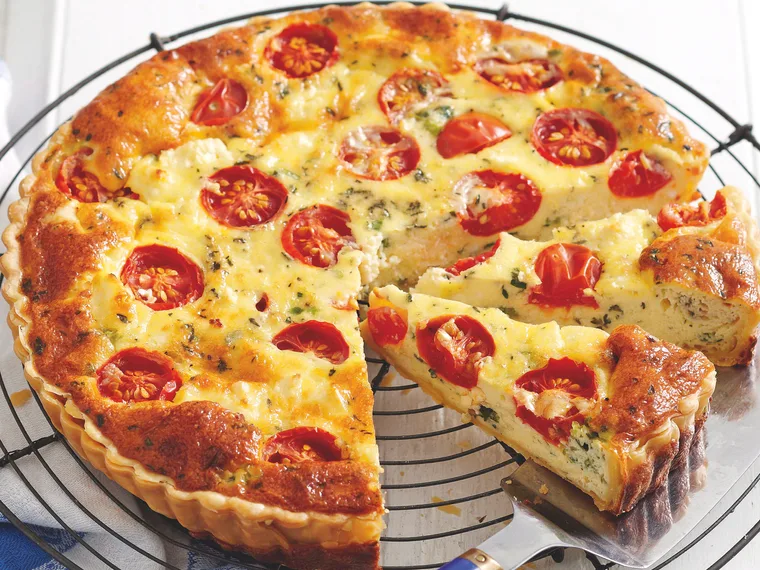 Tomato and feta quiche