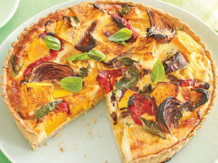 Roast vegetable quiche
