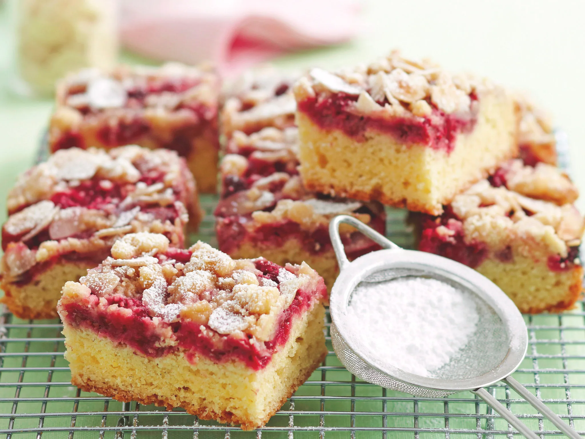Raspberry and Vanilla Crumble Slice morning tea recipes