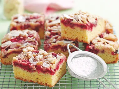 Raspberry and Vanilla Crumble Slice morning tea recipes