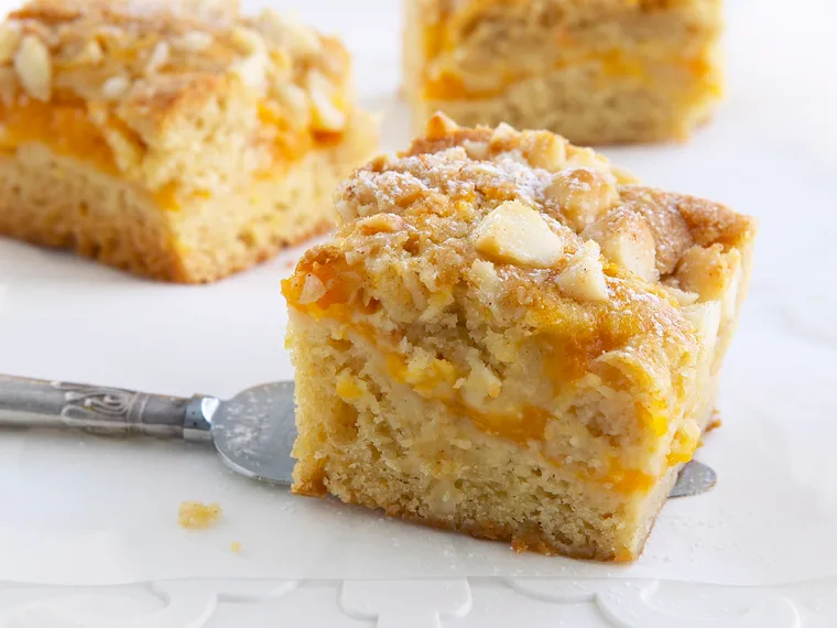 Apricot and macadamia slice