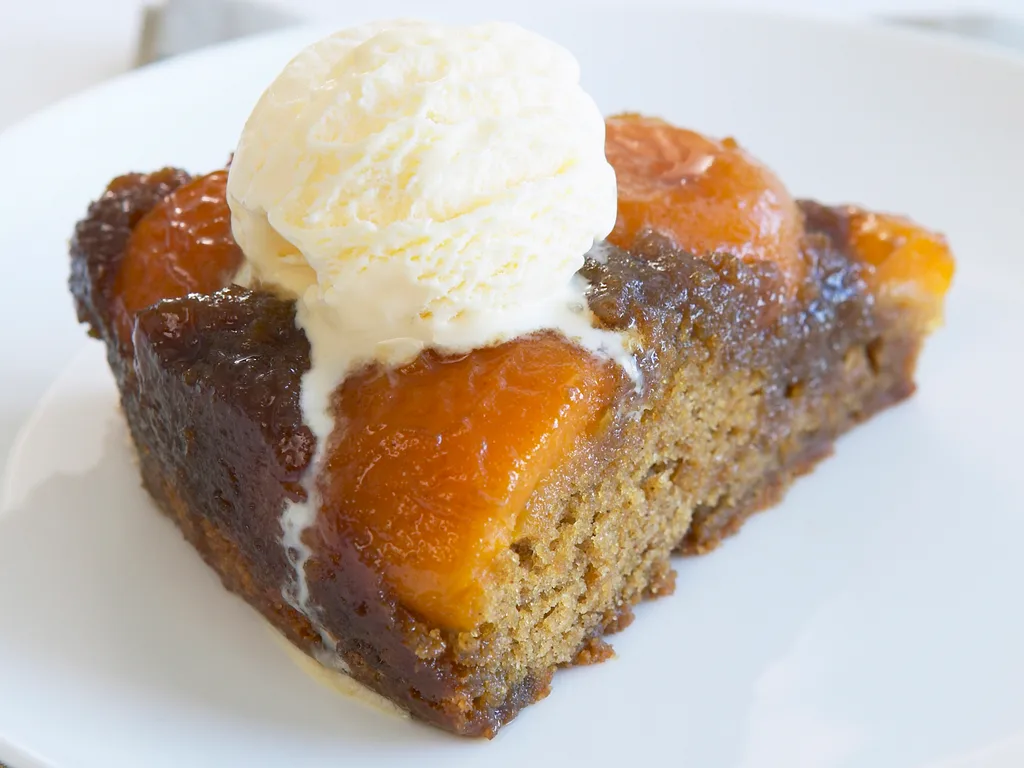 caramelised apricot upside-down cake