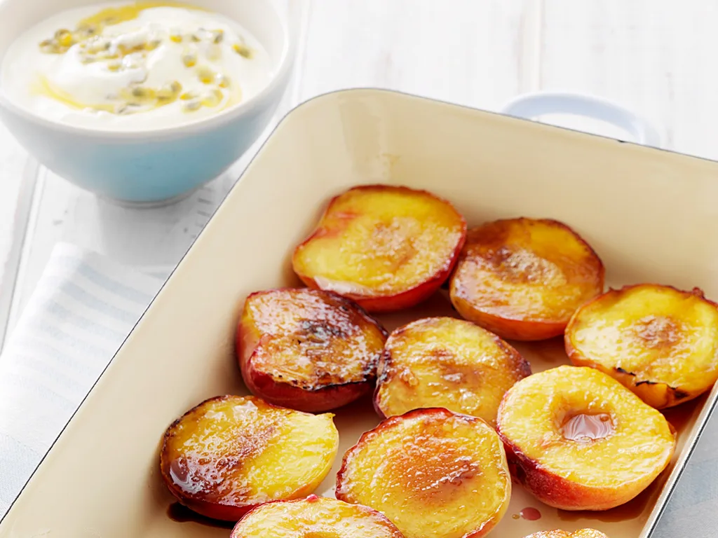 Grilled Nectarines with passionfruit Swirl Yogurt