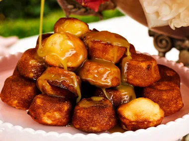 Pear puddings with golden syrup