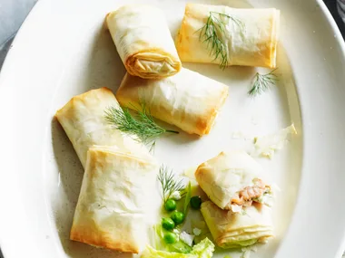 Smoked salmon and ricotta filo hand pies