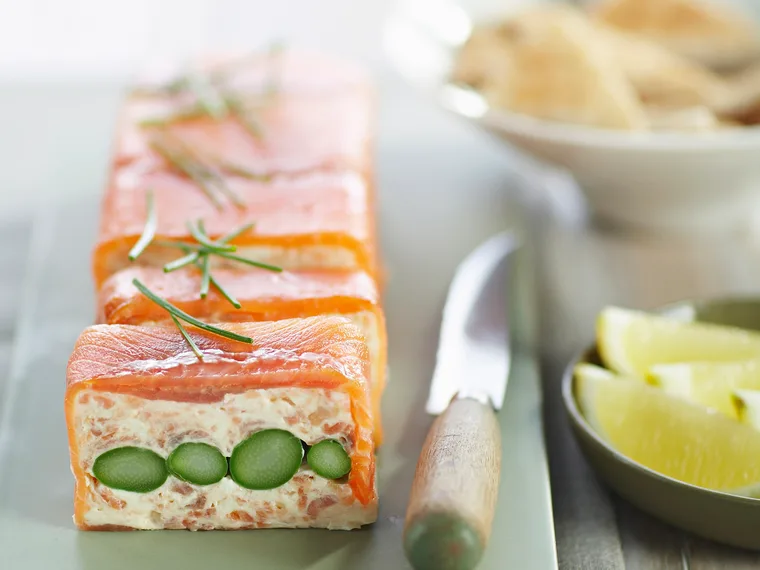 Smoked salmon and asparagus terrine