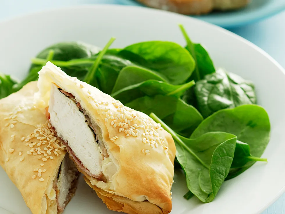 Chicken and camembert parcels