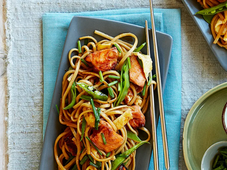 Teriyaki salmon stir-fry