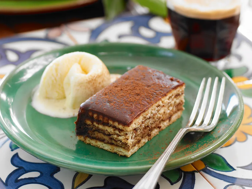 Coffee and chocolate biscuit cake